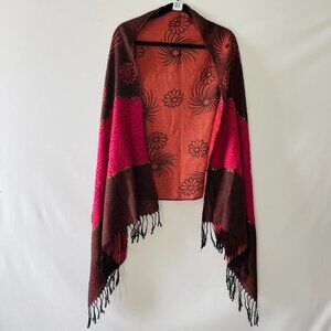 NWT Pashmina Womens Reversible Floral Fringe Shawl Scarf Wrap Size 70x27